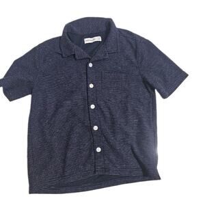 Abercrombie Kids Boys Navy Blue Micro Stripe Short Sleeve Button-Up Shirt 7/8